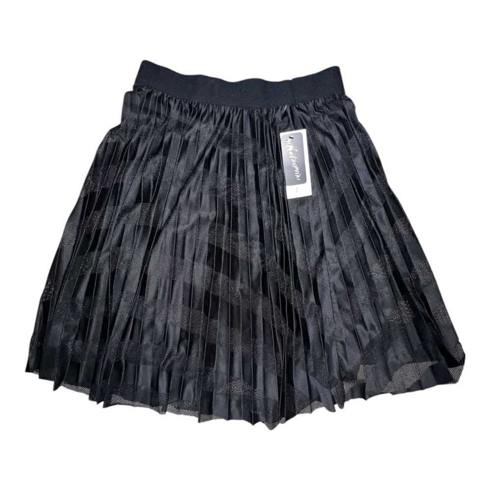 Metrowear New York Petite Black Lined Skirt Mesh Striped Extra Large PXL NWT